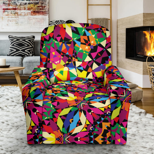 Kaleidoscope Pattern Print Design 02 Recliner Slipcover with Pocket
