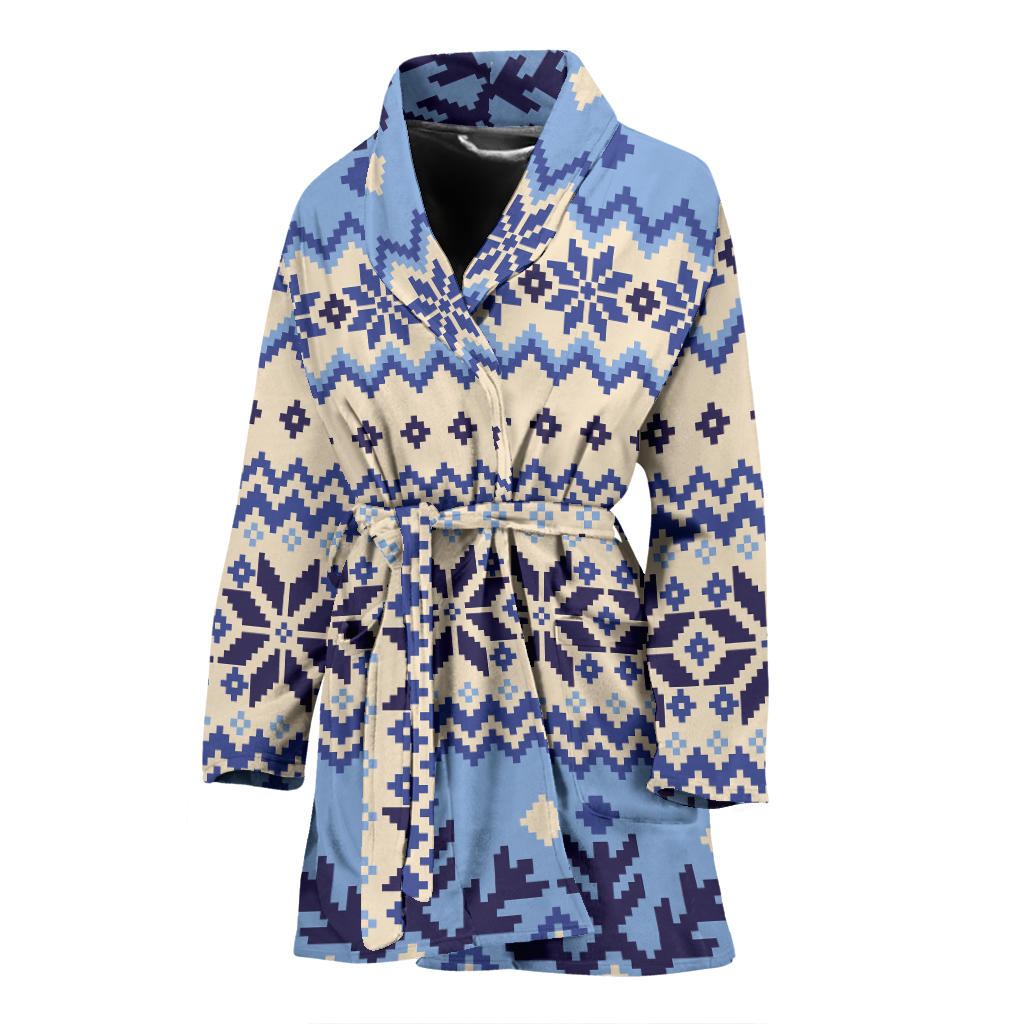 Nordic Pattern Print Design A03 Women Bathrobe