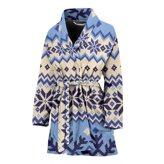 Nordic Pattern Print Design A03 Women Bathrobe