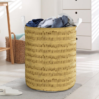 Music Note Vintage Themed Print Laundry Basket