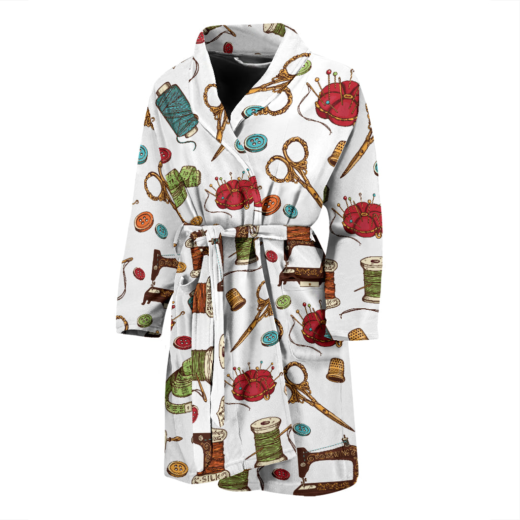 Sewing Equipment Print Design LKS304 Men Bathrobe
