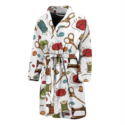 Sewing Equipment Print Design LKS304 Men Bathrobe