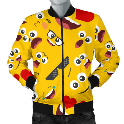 Emoji Face Print Pattern Men Bomber Jacket
