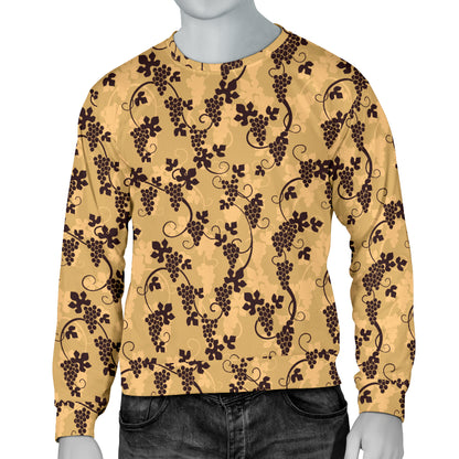 Wine Grape Design Print Men Long Sleeve Sweatshirt