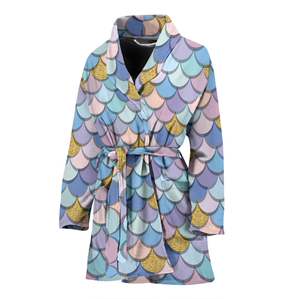 Mermaid Scales Pattern Print Design 05 Women Bathrobe