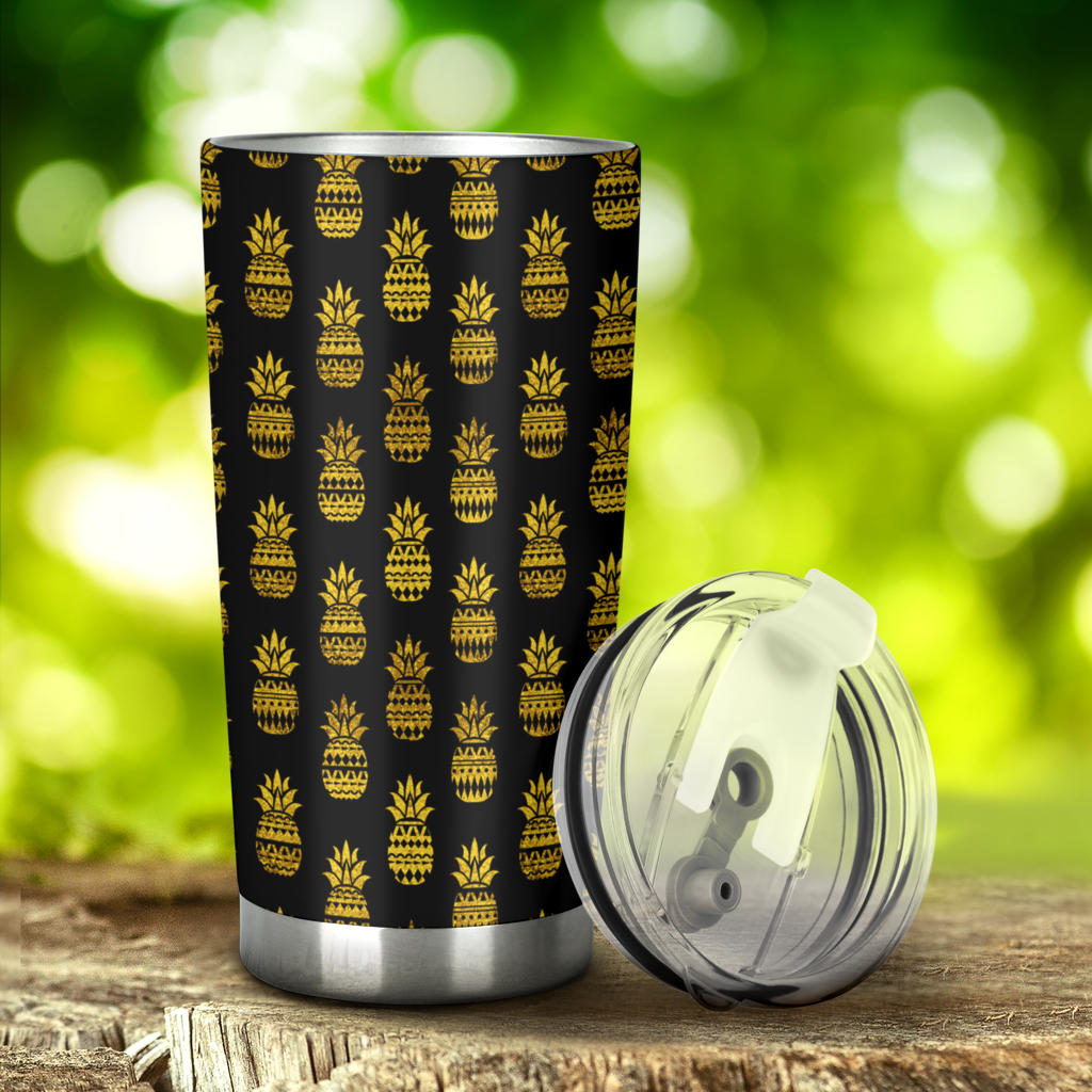 Pineapple Gold Tribal Style Print Tumbler