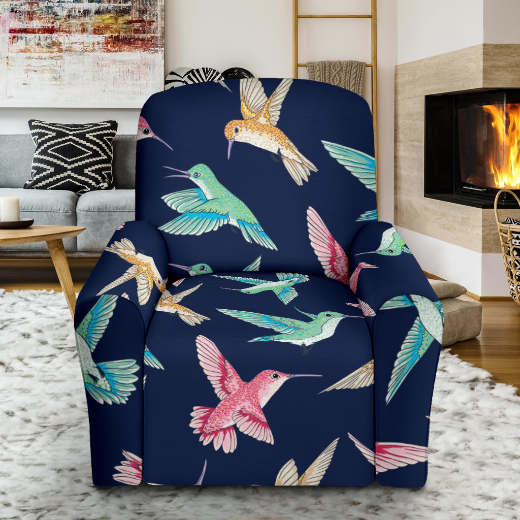 Hummingbird Cute Pattern Print Design 01 Recliner Slipcover with Pocket