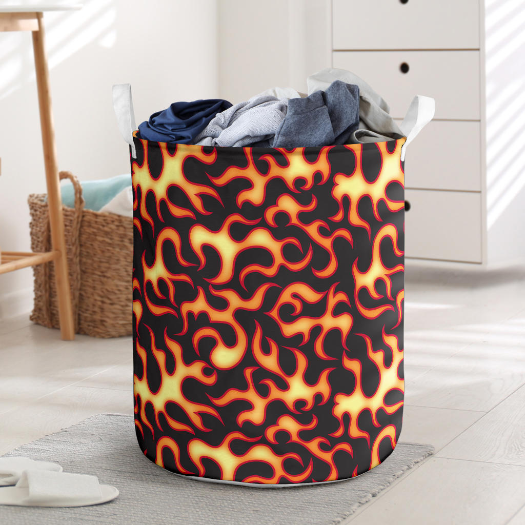 Flame Fire Themed Print Laundry Basket