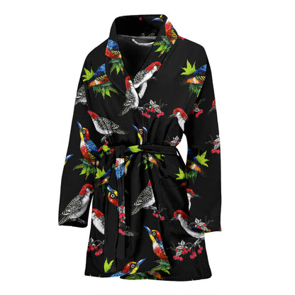 Birds Pattern Print Design 06 Women Bathrobe
