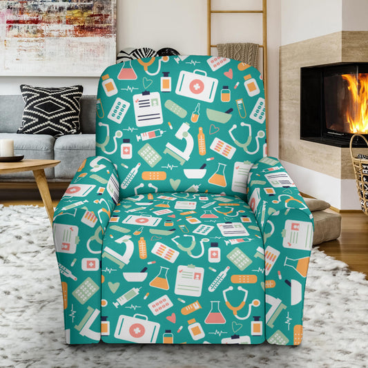 Medical Pattern Print Design 03 Recliner Slipcover with Pocket