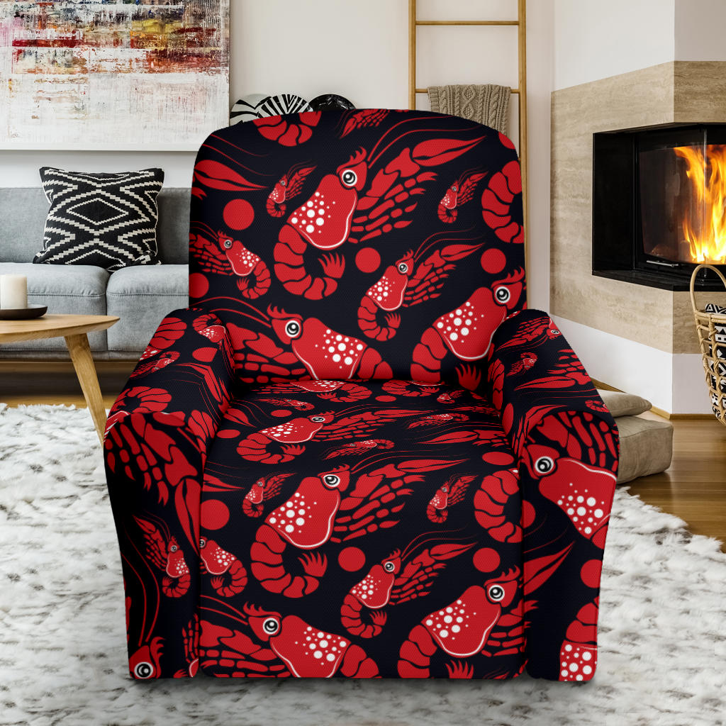 Shrimp Print Design LKS303 Recliner Slipcover with Pocket
