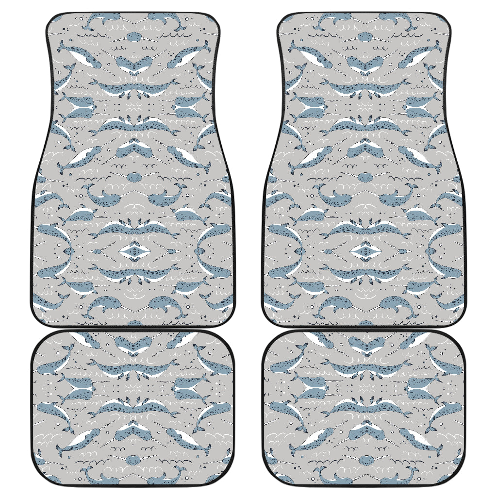 Narwhal Pattern Print Car Floor Mats Front Back