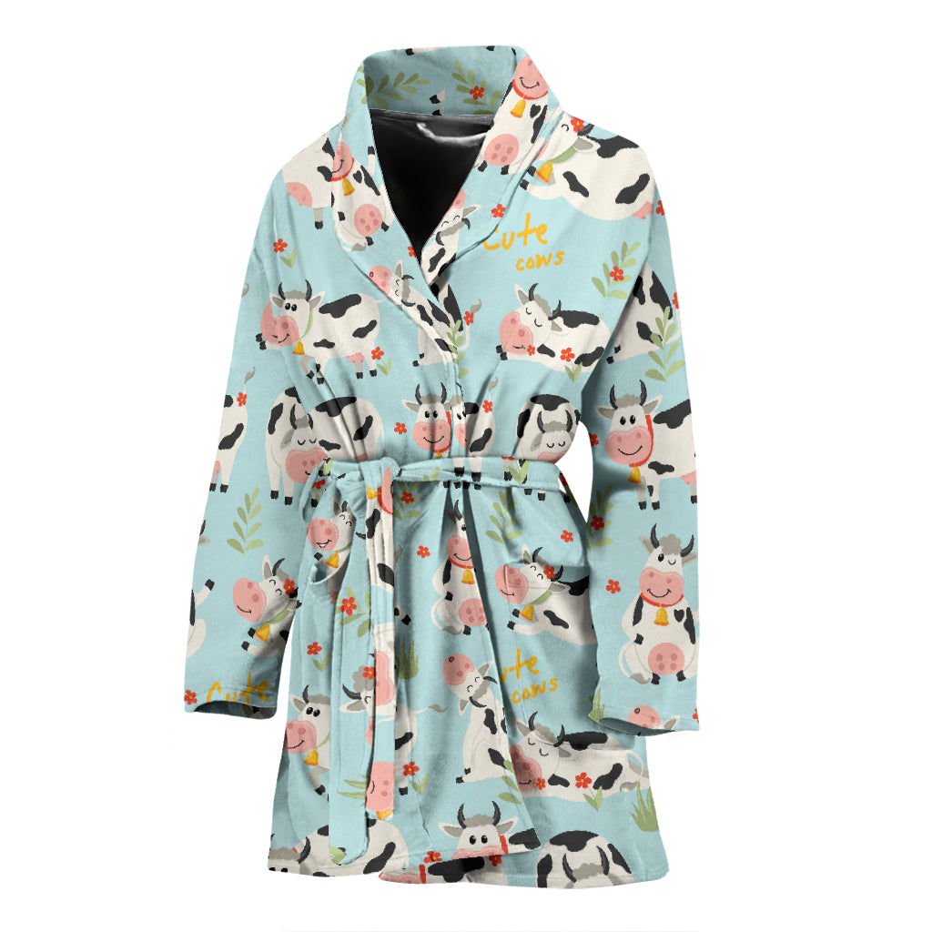 Cattle Print Design LKS403 Women Bathrobe