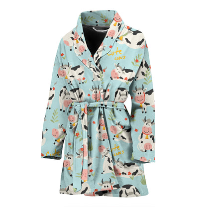 Cattle Print Design LKS403 Women Bathrobe