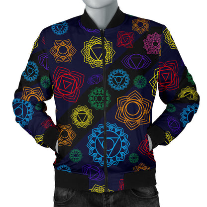 Chakra Colorful Print Pattern Men Bomber Jacket