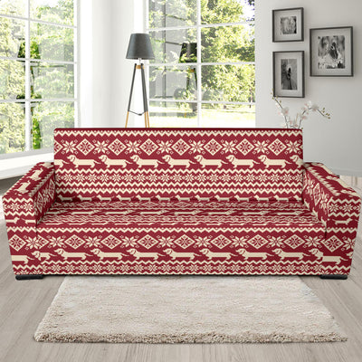 Dachshund Pattern Print Design 09 Sofa Slipcover