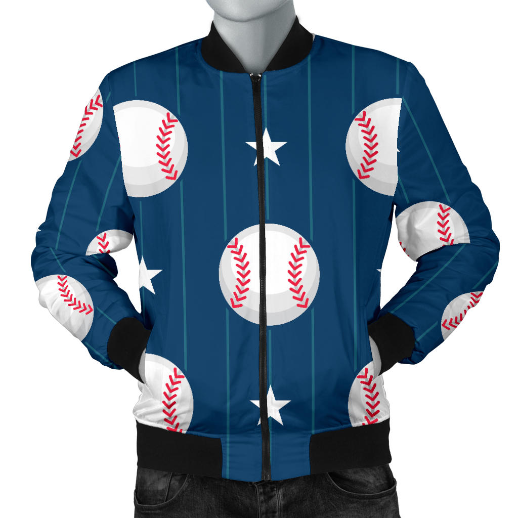 Baseball Star Print Pattern Men Bomber Jacket