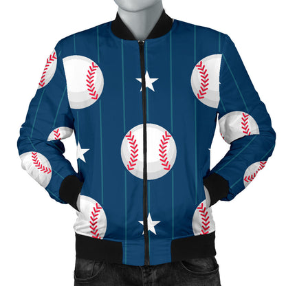 Baseball Star Print Pattern Men Bomber Jacket