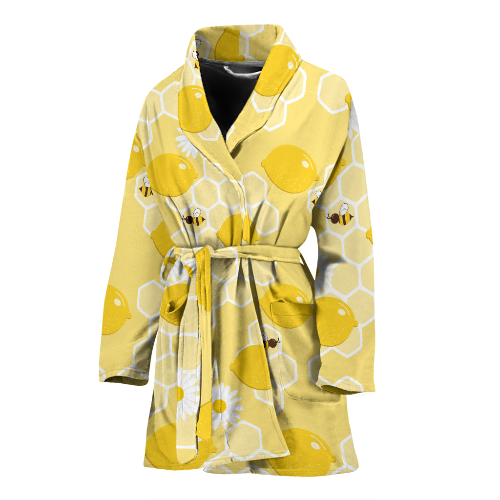 Honey Bee Honeycomb Print Design LKS3010 Women Bathrobe