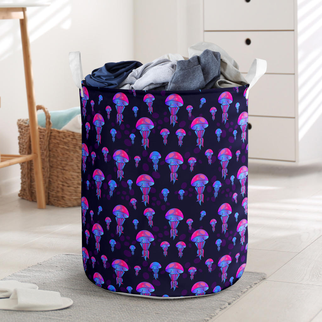Jellyfish Neon Print Laundry Basket