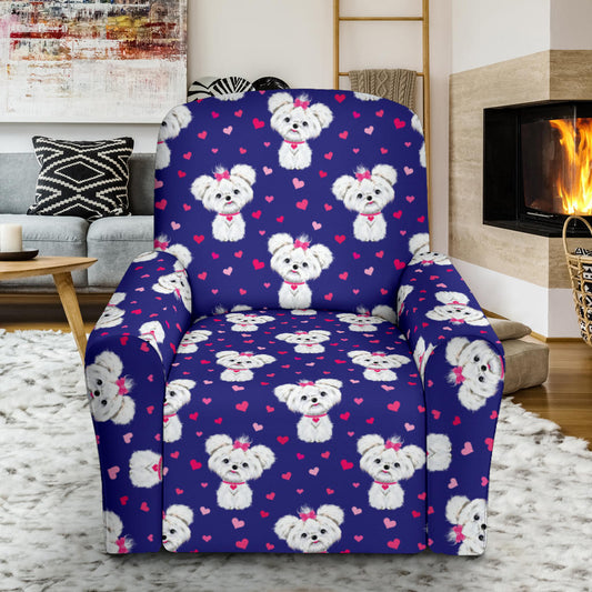 Maltese Pattern Print Design 02 Recliner Slipcover with Pocket