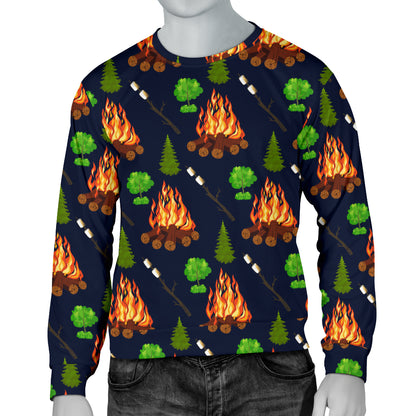 Camfire marshmallow Camping Design Print Men Long Sleeve Sweatshirt