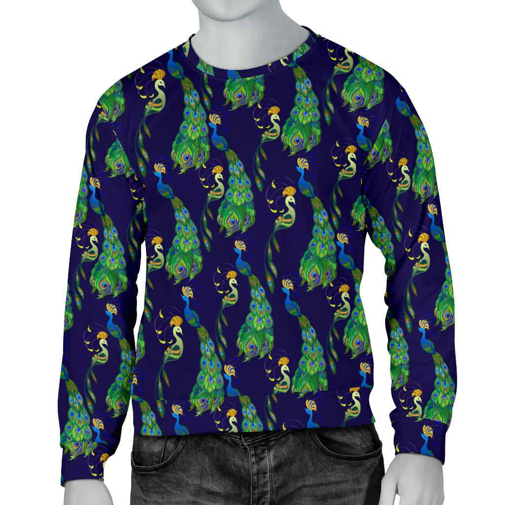Peacock Art Design Print Men Long Sleeve Sweatshirt