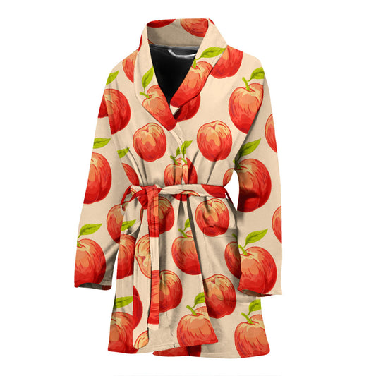 Peach Pattern Print Design A03 Women Bathrobe