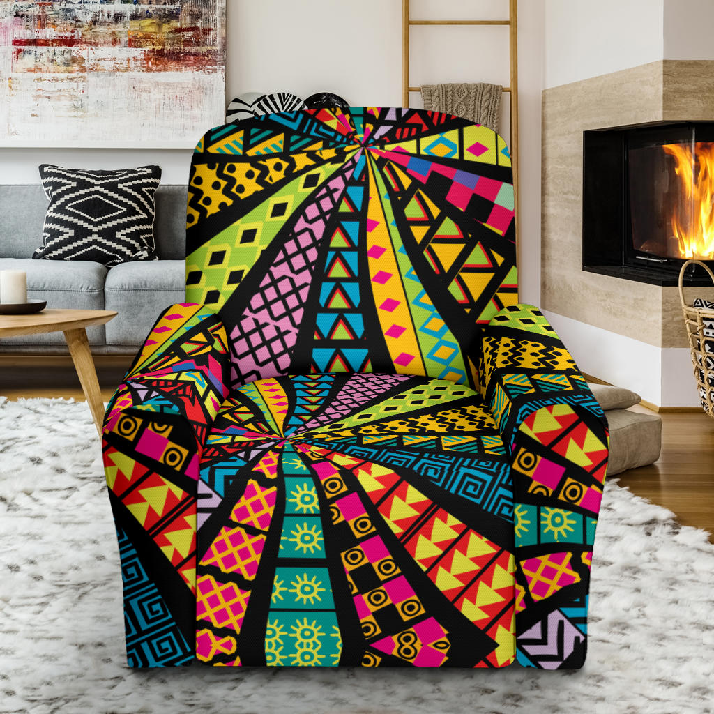 Kaleidoscope Pattern Print Design 05 Recliner Slipcover with Pocket