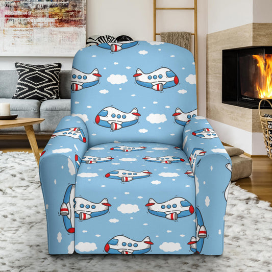 Airplane Cartoon Pattern Print Design 07 Recliner Slipcover with Pocket