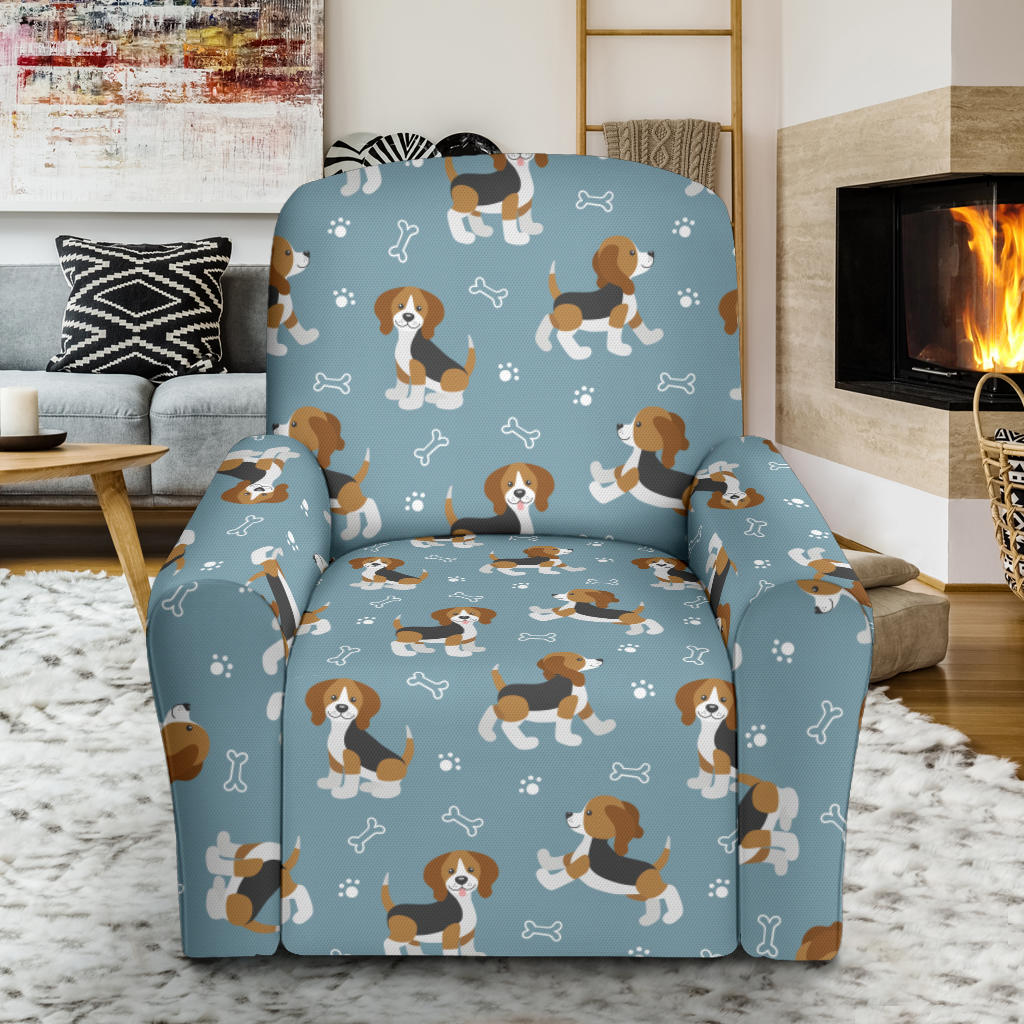 Beagle Pattern Print Design 02 Recliner Slipcover with Pocket
