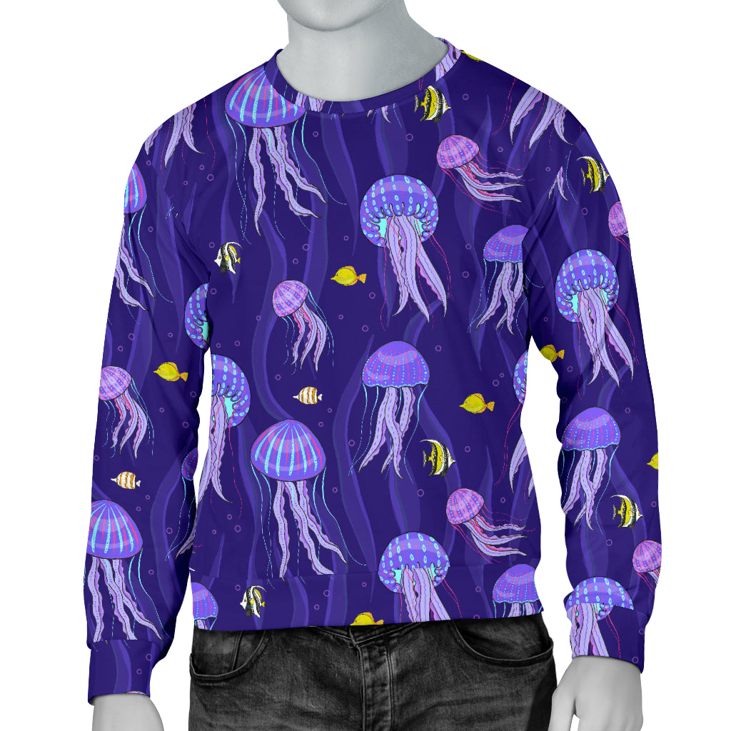 Jellyfish Style Print Men Long Sleeve Sweatshirt