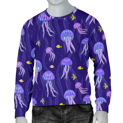 Jellyfish Style Print Men Long Sleeve Sweatshirt