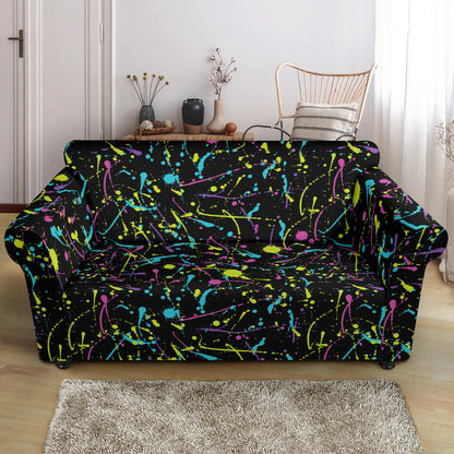 Splatter Multicolor Print Design LKS302 Loveseat Couch Slipcover