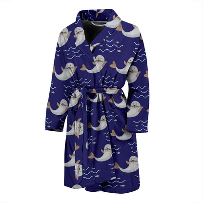 Sea Lion Print Design LKS404 Men Bathrobe