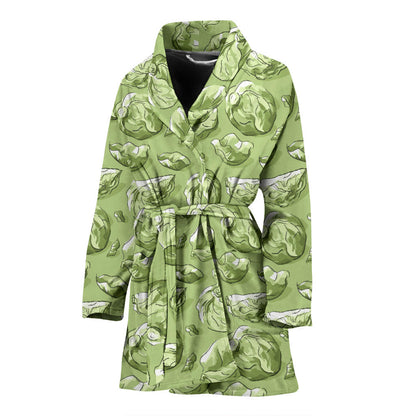 Brussels Sprouts Pattern Print Design 01 Women Bathrobe