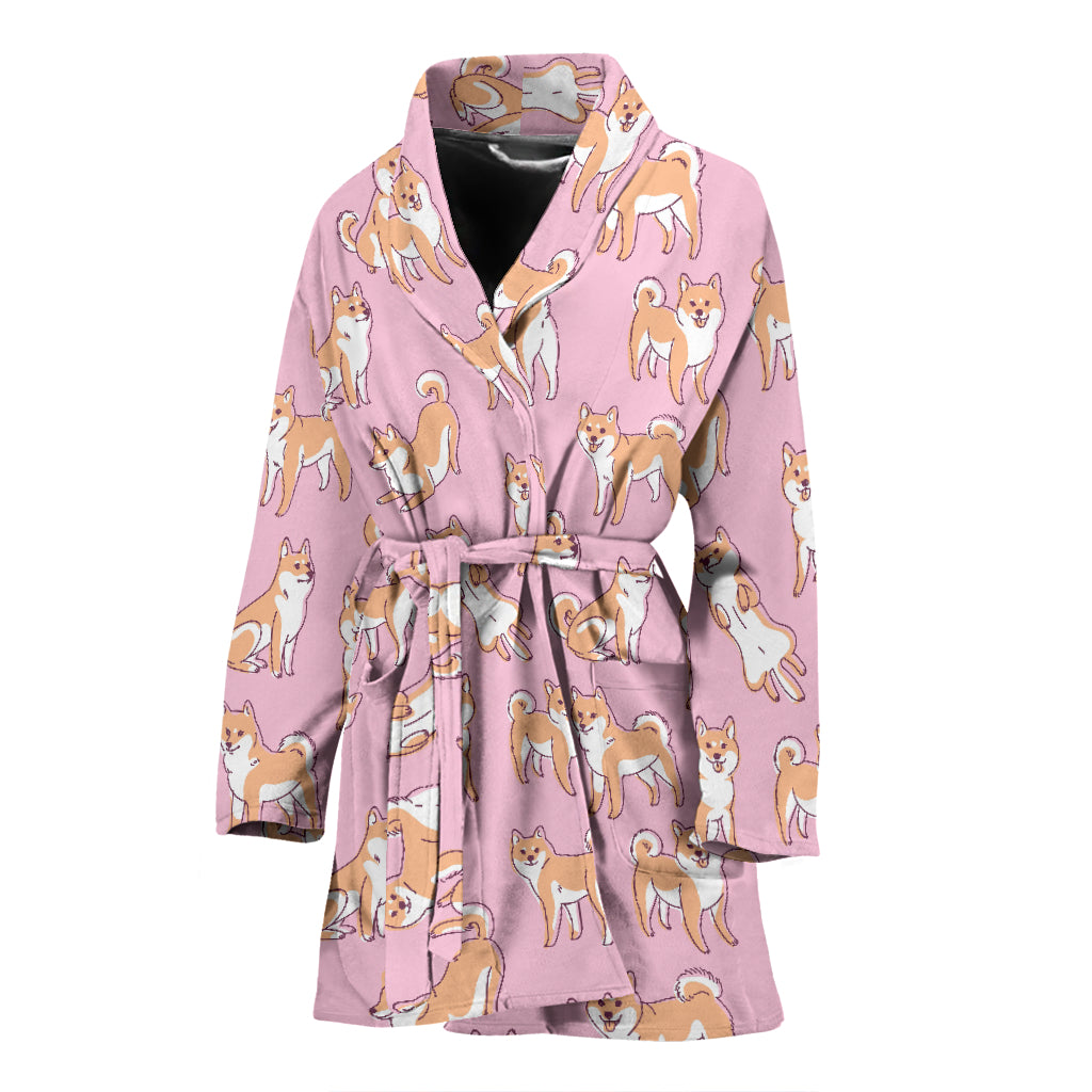 Shiba Inu Print Design LKS303 Women Bathrobe
