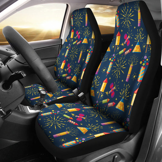 Firework Sparkling Rockets Print Design LKS306 Car Seat Covers