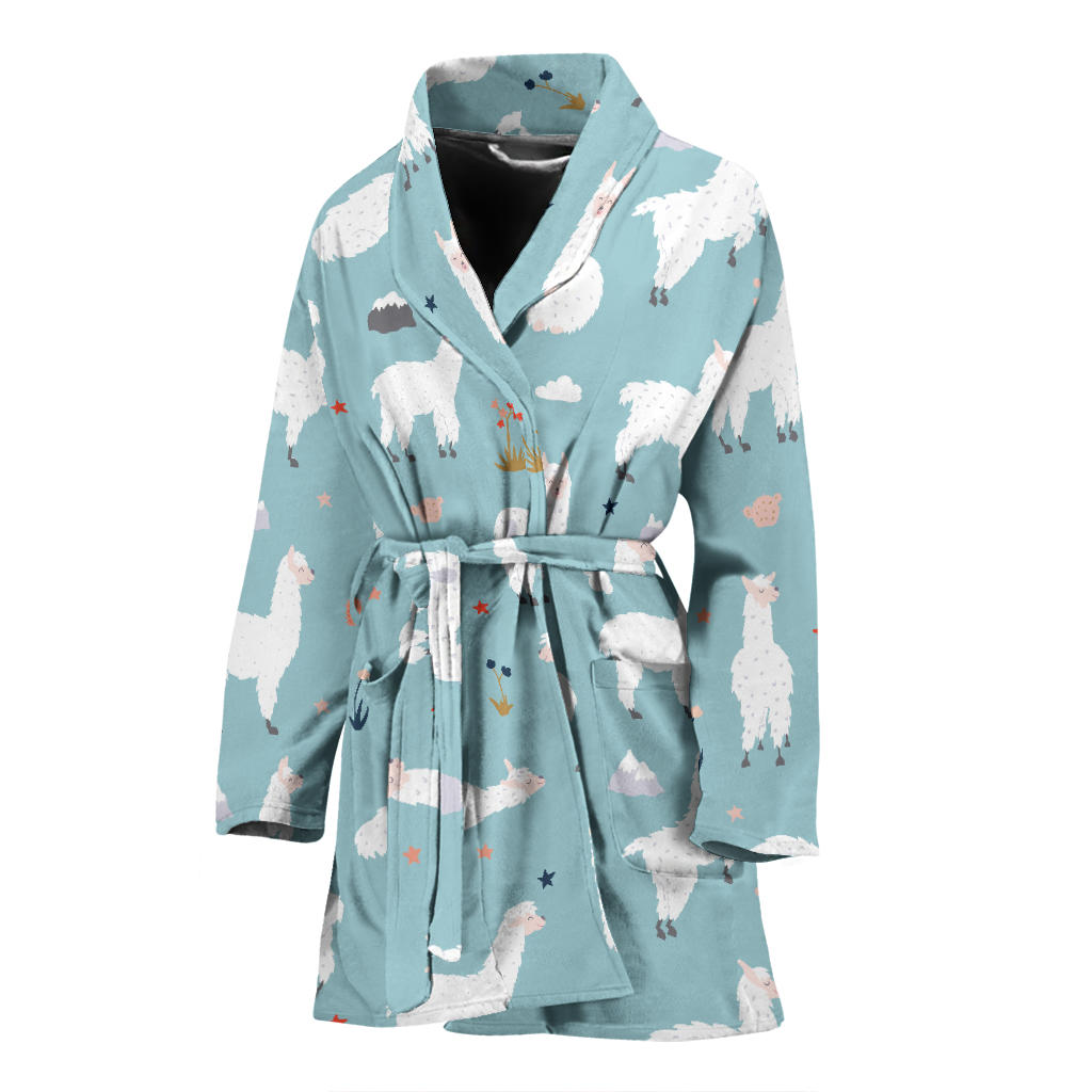 Alpaca Pattern Print Design 02 Women Bathrobe
