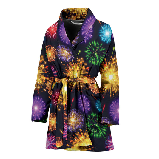 Firework Print Design LKS305 Women Bathrobe