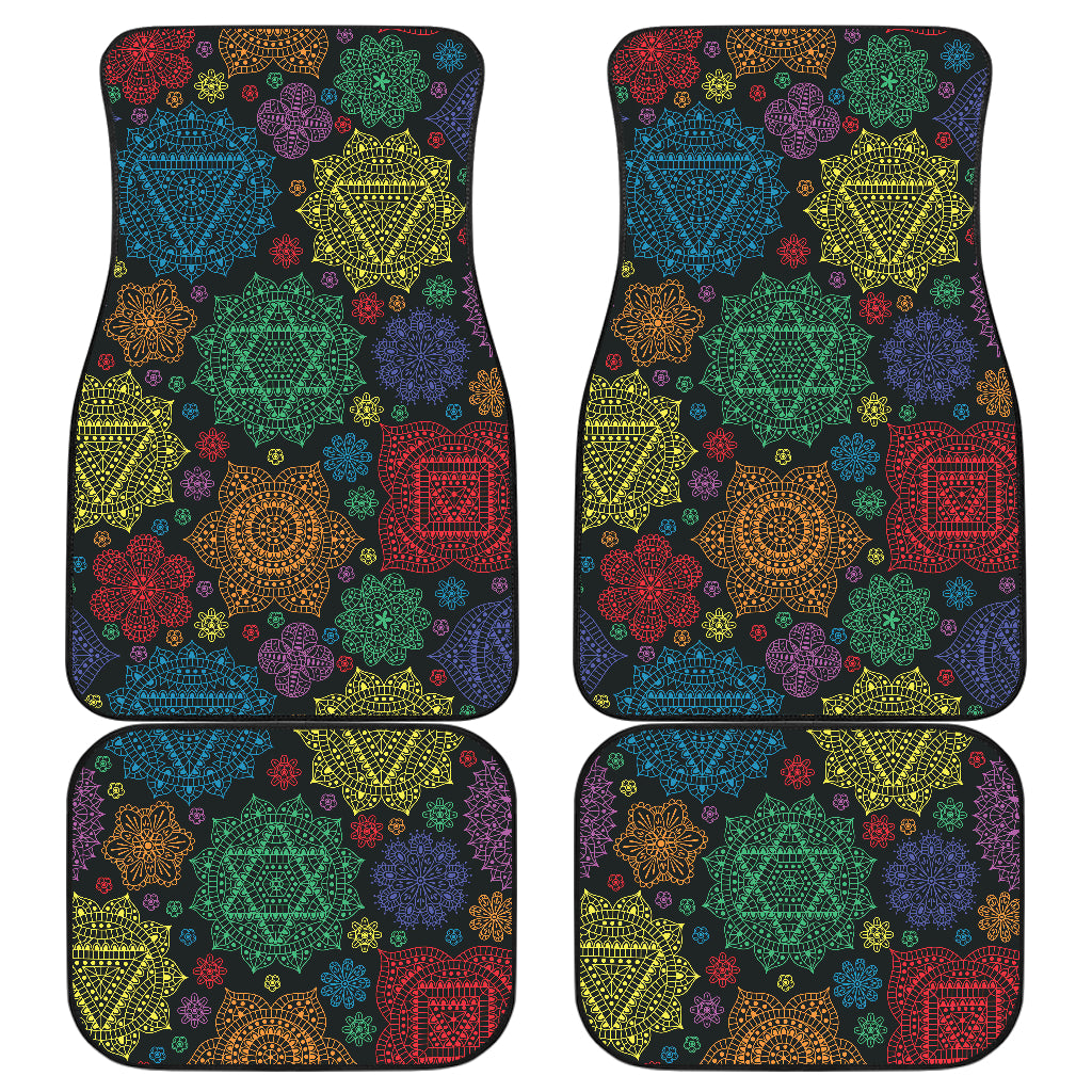 Chakra Mandala Print Pattern Car Floor Mats Front Back