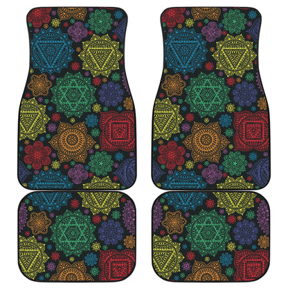 Chakra Mandala Print Pattern Car Floor Mats Front Back