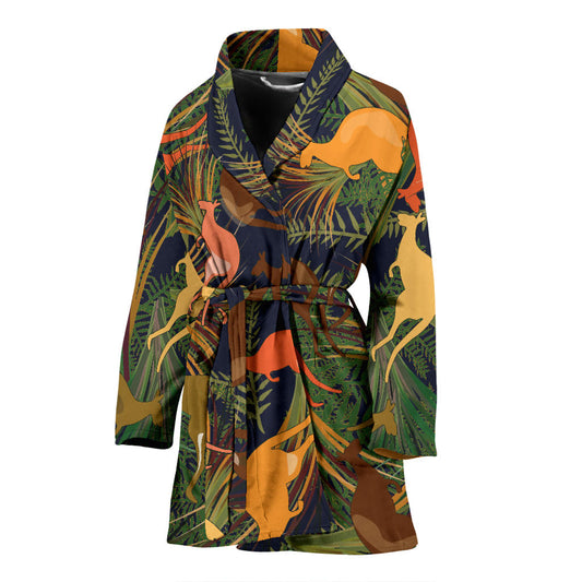 Kangaroos Pattern Print Design 07 Women Bathrobe