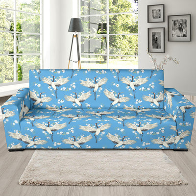 Crane Pattern Print Design 03 Sofa Slipcover