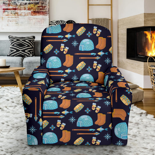 Eskimo Pattern Print Design 02 Recliner Slipcover with Pocket