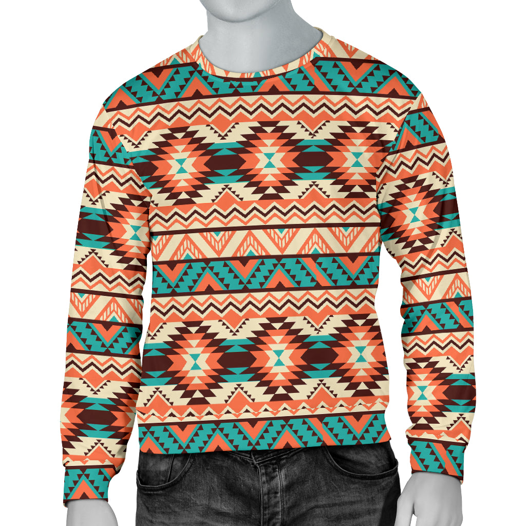 Navajo Western Style Print Pattern Men Long Sleeve Sweatshirt