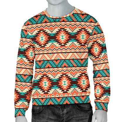 Navajo Western Style Print Pattern Men Long Sleeve Sweatshirt