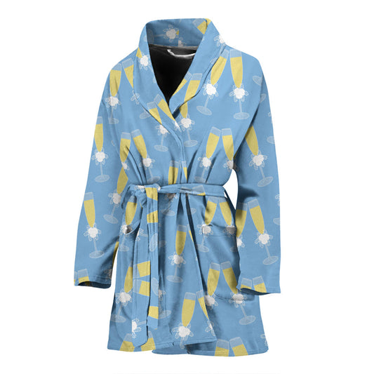 Champagne Pattern Print Design 06 Women Bathrobe