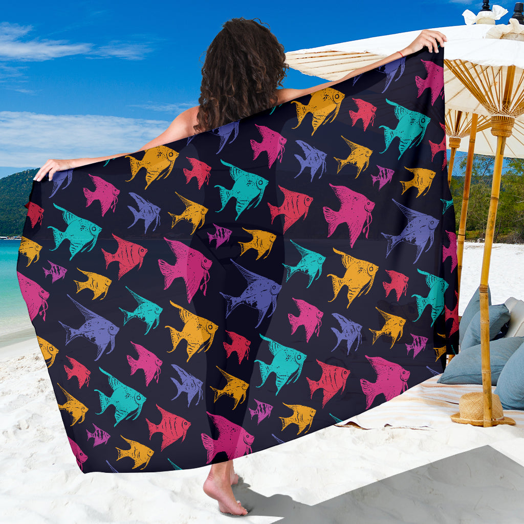 Angelfish Colorful Pattern Print Design 03 Sarong Pareo Wrap
