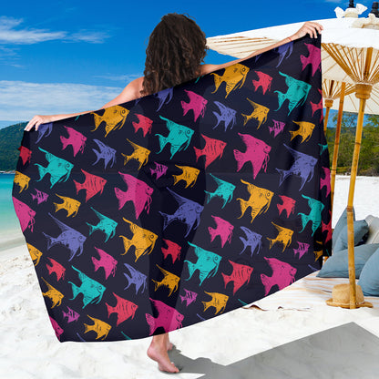 Angelfish Colorful Pattern Print Design 03 Sarong Pareo Wrap